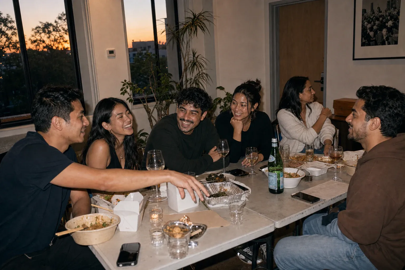 After Business Club members talking outside a Southern California restaurant